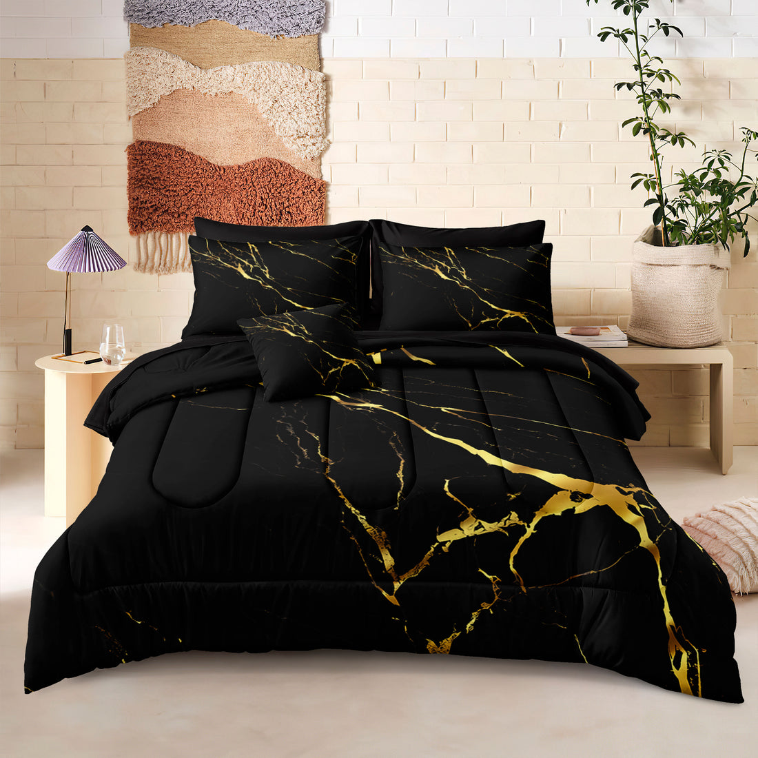 Cozy Bed in a Bag Comforter Set – Soft Lightweight All Season Bedding with Flat Sheet, Fitted Sheet, Pillowcases & Cushion Cover