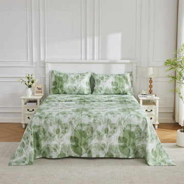 GENTLEAGU Boho Vintage Floral Bed Sheet Set - Soft Brushed Deep Pocket Bedding - Wrinkle Free & Cooling - Twin/Queen/King