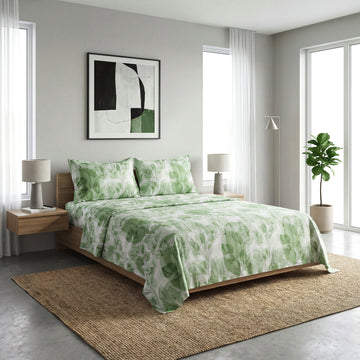 Boho Floral Bed Sheet Set Twin/Queen/King – Soft Lightweight Sheets with 15" Deep Pocket Fitted Sheet, All-Around Elastic