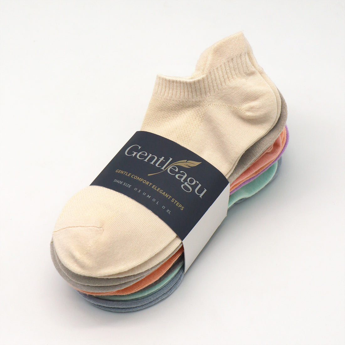 GENTLEAGU Women's No-Show Bamboo Socks – Thin, Soft, Breathable with Arch Support, Low-Cut Assorted Colors, 50-Pair Bulk Family Pack
