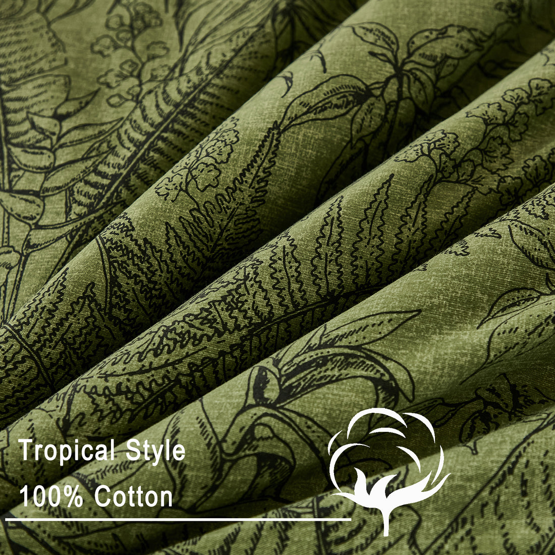 Vintage Floral Cotton Comforter Set – 100% Cotton Botanical Bedding, Soft Breathable All Season Comforter with Pillowcases, Queen/King