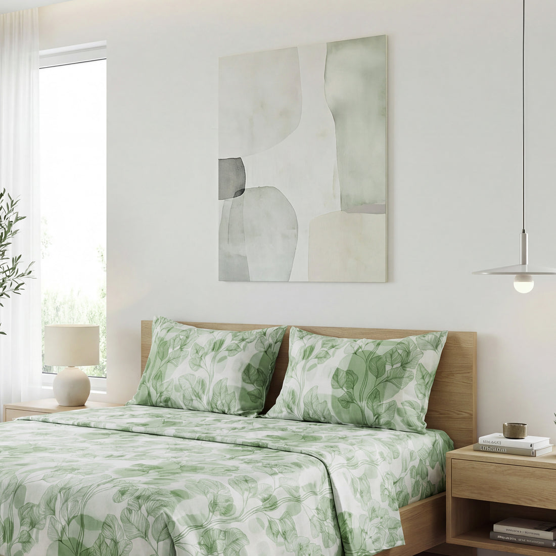 Boho Floral Bed Sheet Set Twin/Queen/King – Soft Lightweight Sheets with 15" Deep Pocket Fitted Sheet, All-Around Elastic