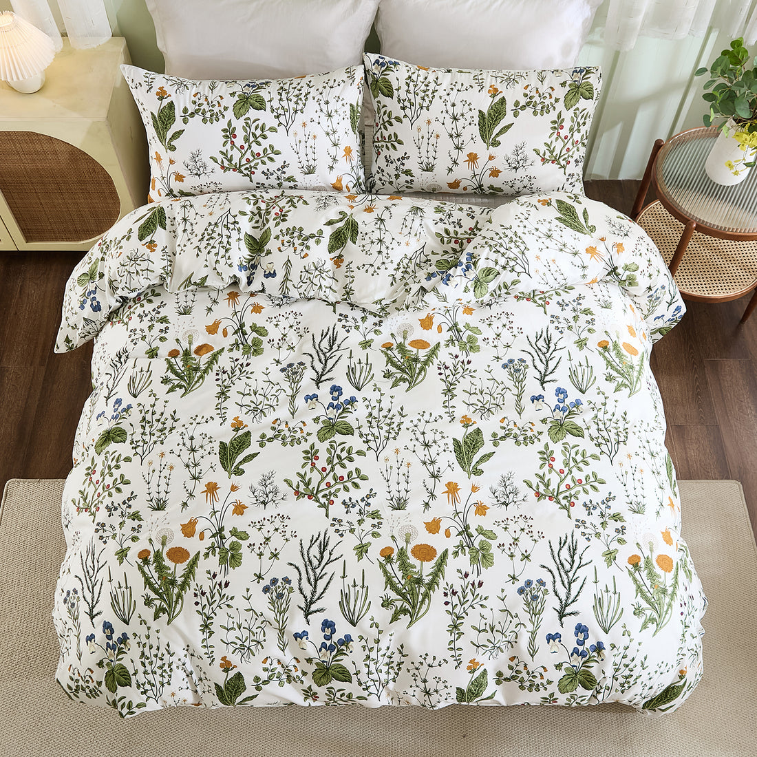 Cozy Flroal Cotton Quilt Set – Soft Breathable 3-Piece Bedding, Romantic Farmhouse Cottage Style
