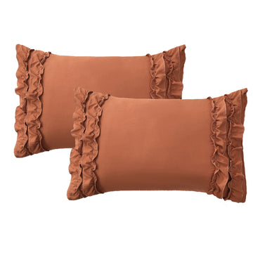 Ruffle Pillow Shams with Envelope Closure – French Country Vintage Pillowcases, Soft Chic Bedding, Queen/King/Body