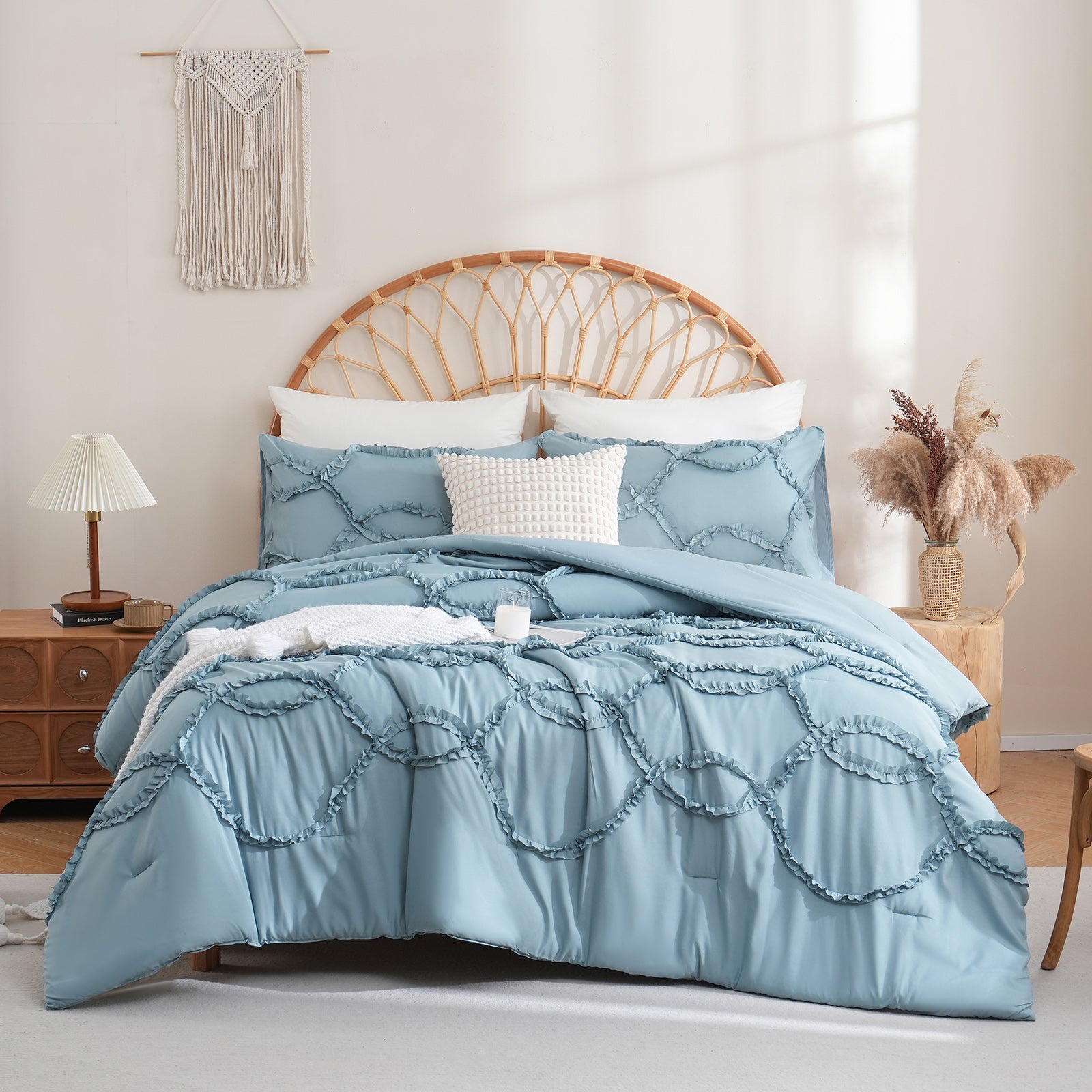 Comforter Set For Adult, 3 Piece Comforter Sets with Lace & Bedding for All Season
