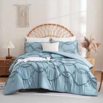 Comforter Set For Adult, 3 Piece Comforter Sets with Lace & Bedding for All Season