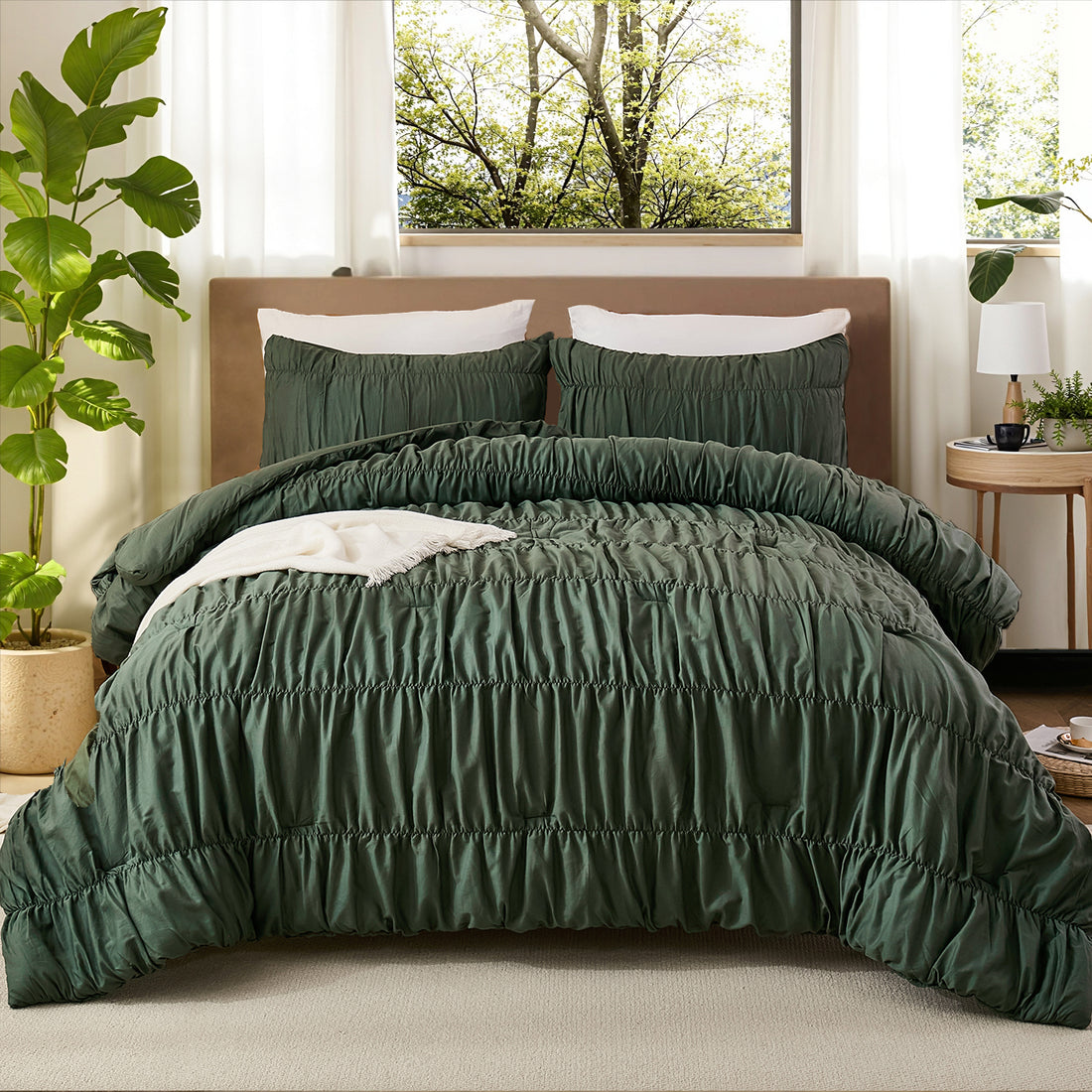 Ruffle  Cotton Comforter Set – Soft Breathable 3-Piece Bedding, Romantic Farmhouse Cottage Style
