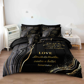 3D Print Bed in a Bag – 8-Piece Comforter with Sheets, Luxury Printed Bedding for All Seasons, Queen/King