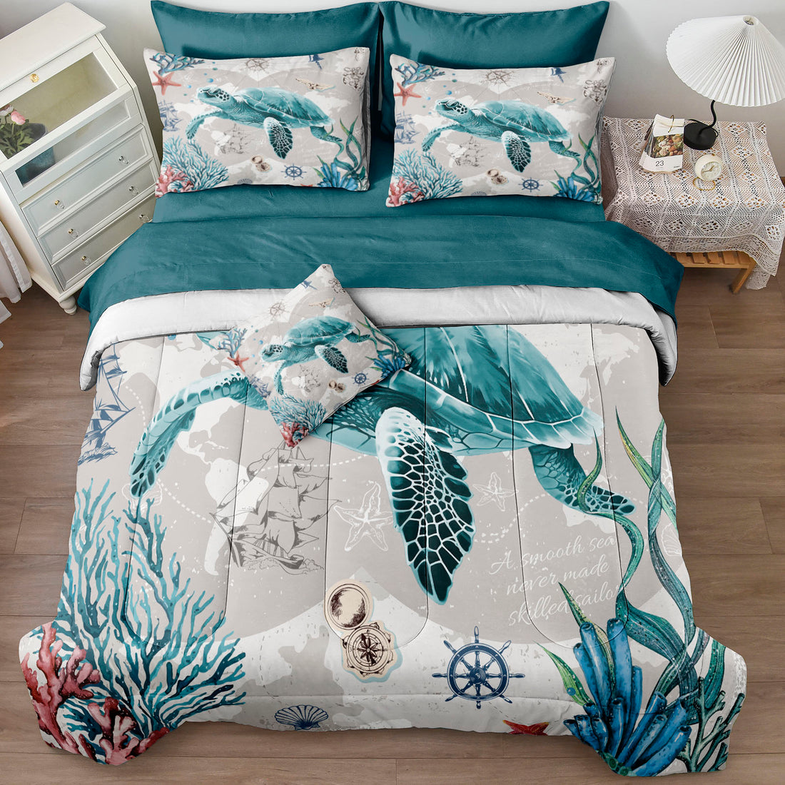 Cozy Bed in a Bag Comforter Set – Soft Lightweight All Season Bedding with Flat Sheet, Fitted Sheet, Pillowcases & Cushion Cover
